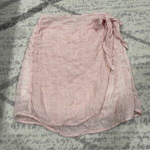 Cloth & Stone By Anthropologie Pink Striped Mini Wrap Skirt